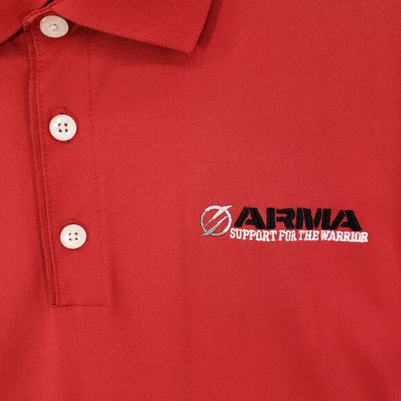 Nike Golf Polo Mens Size L Red ARMA Support For The Warrior Embroidered Dri Fit - Picture 3 of 8